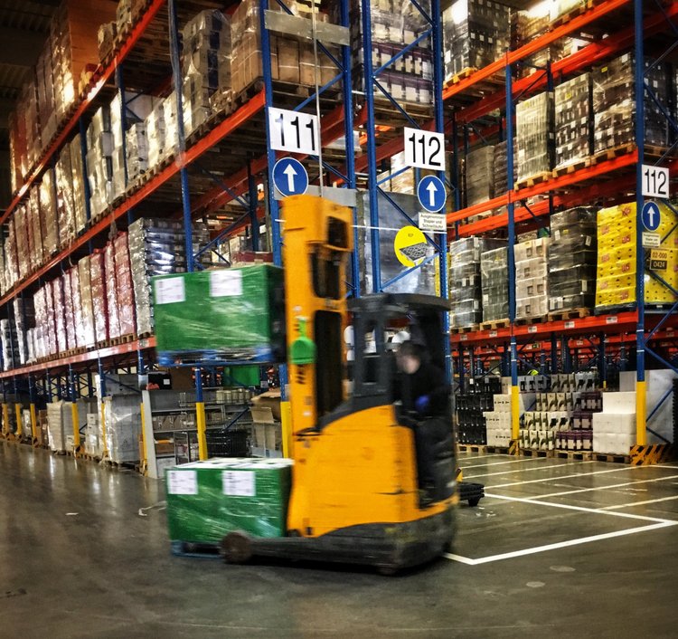 Warehouse interior for container transloading and distribution